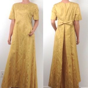 VTG 70s long dress bow short sleeve prom formal